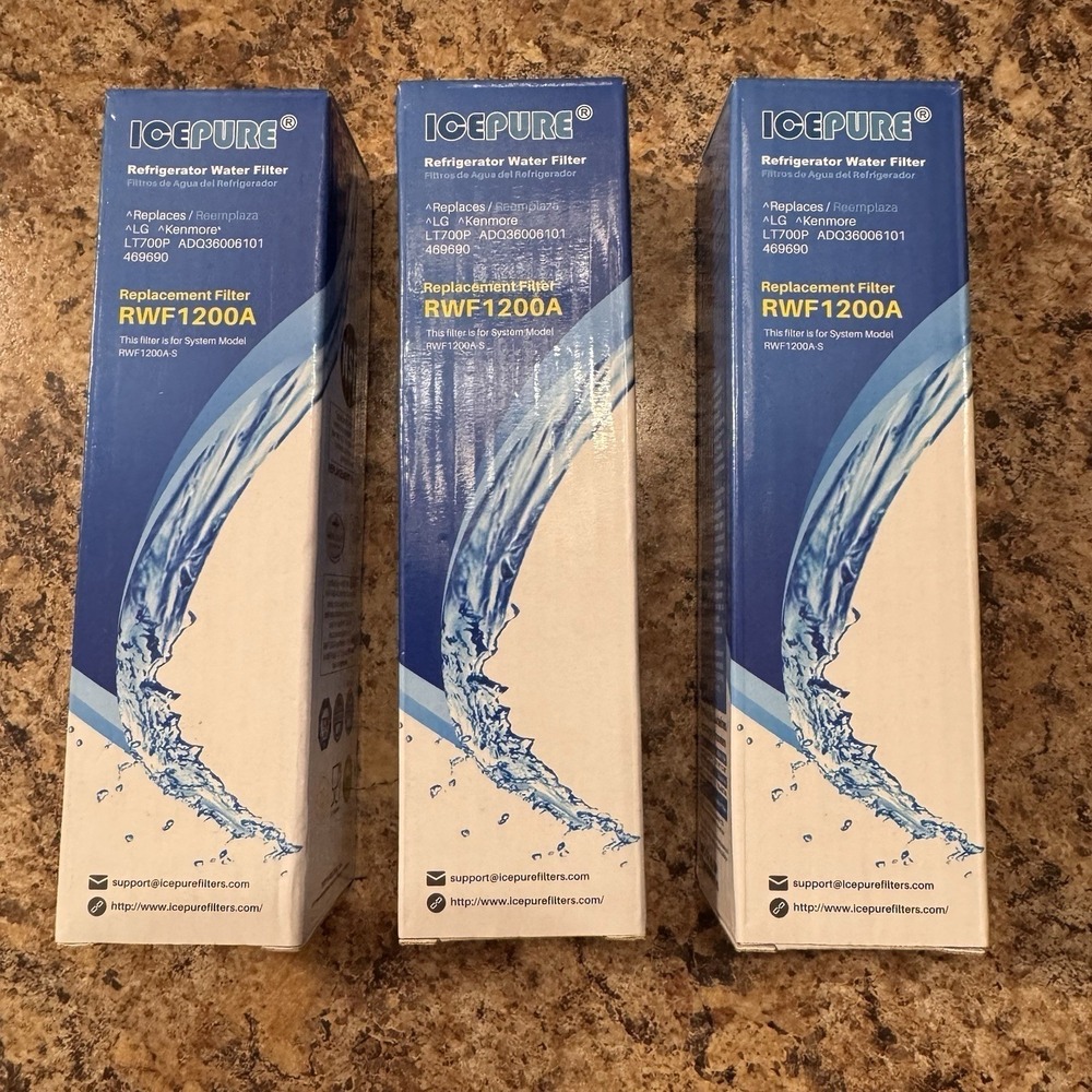 NEW! Ice Pure Refrigerator Ice & Water Filter RWF1200A LG Kenmore - Lot of 3